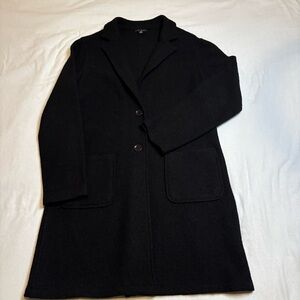 Tribal Brand Women's Long Black Collared Sweater With Pockets Sz Sm Wool Blend